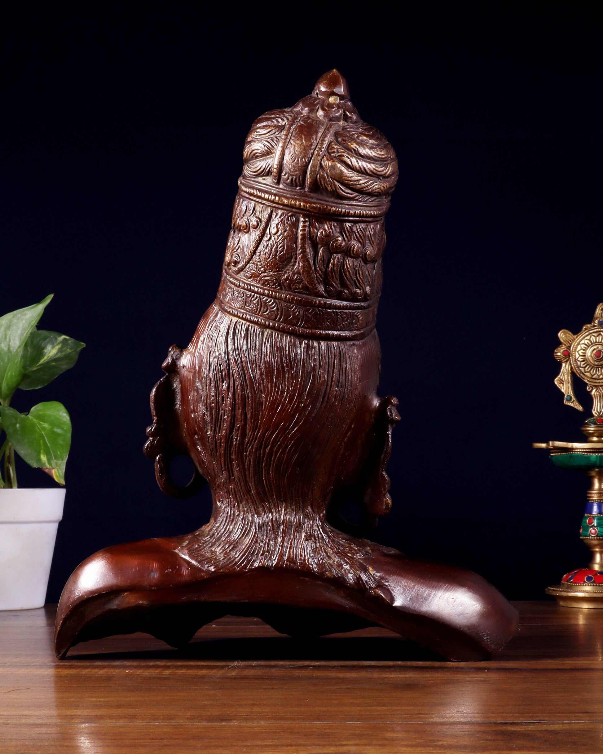 Brass Parvati face Bust table accent 12" Dual tone