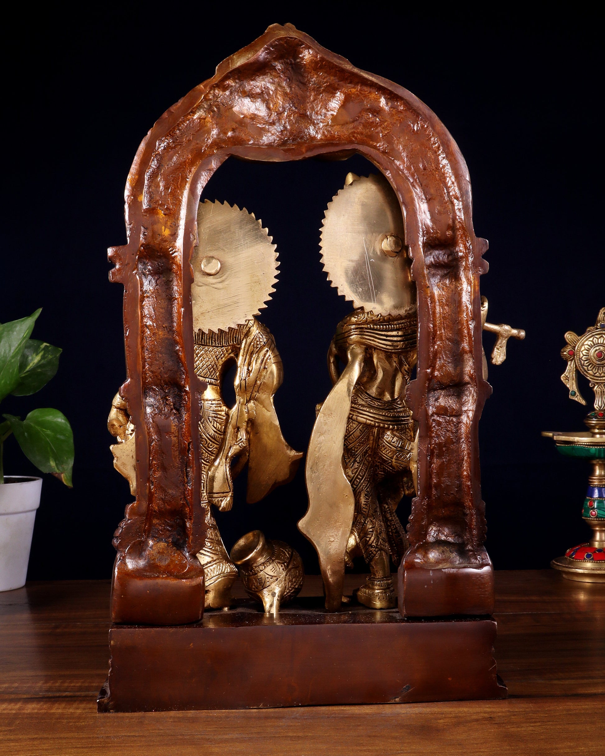 Handcrafted Brass Radha Krishna Idol dual tone 14"