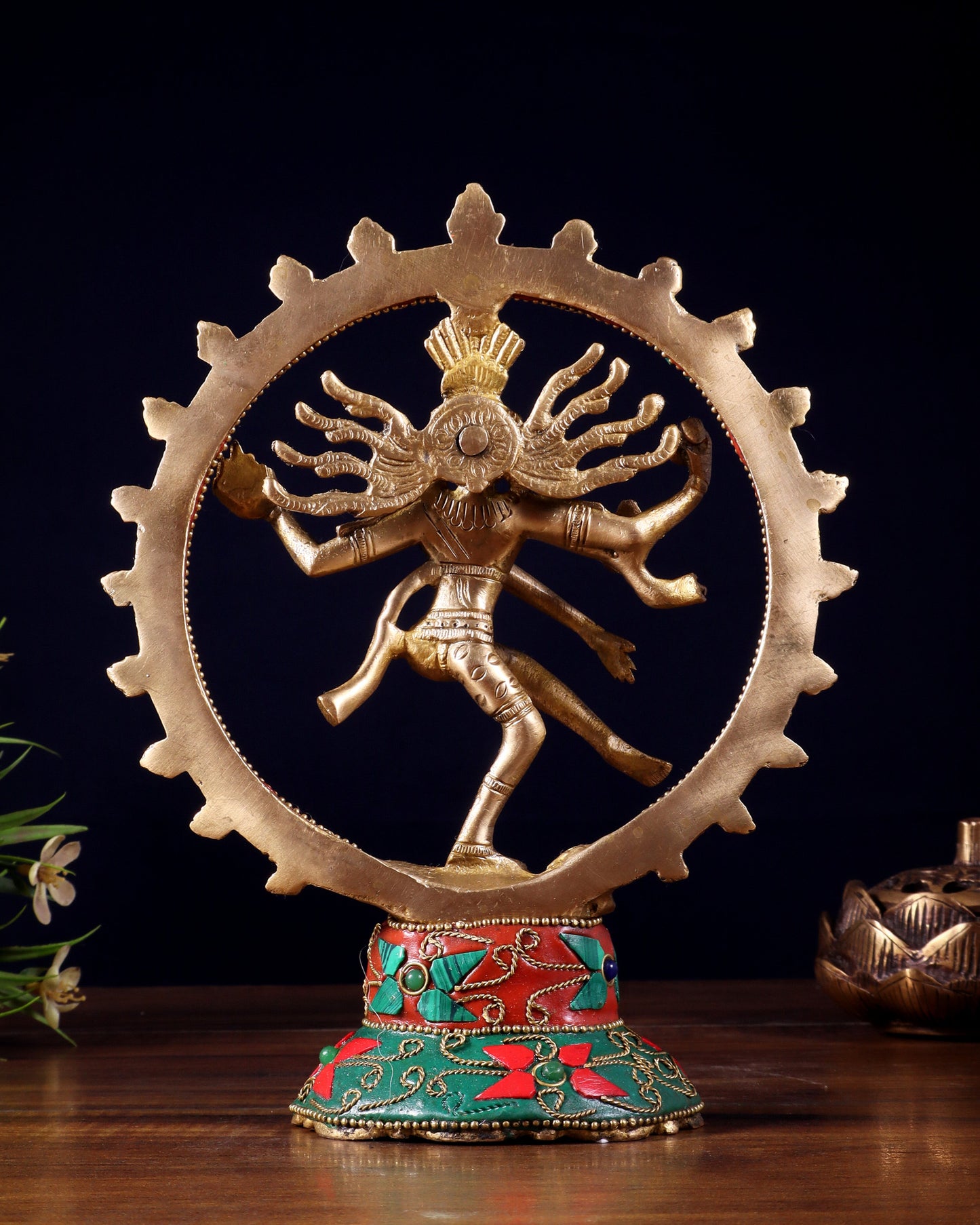 Brass Superfine Nataraja Idol - 7.5 Inch stonework