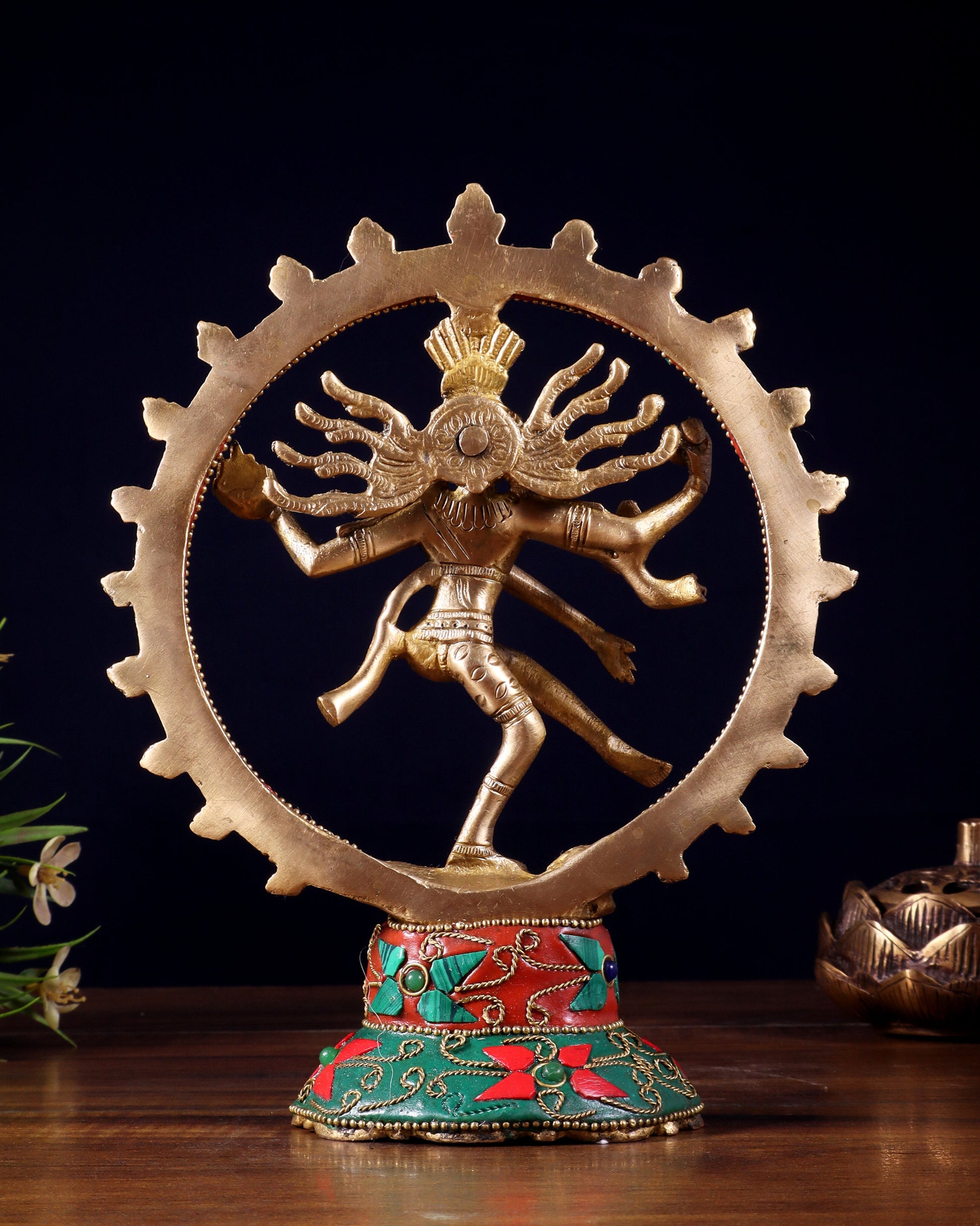 Brass Superfine Nataraja Idol - 7.5 Inch stonework