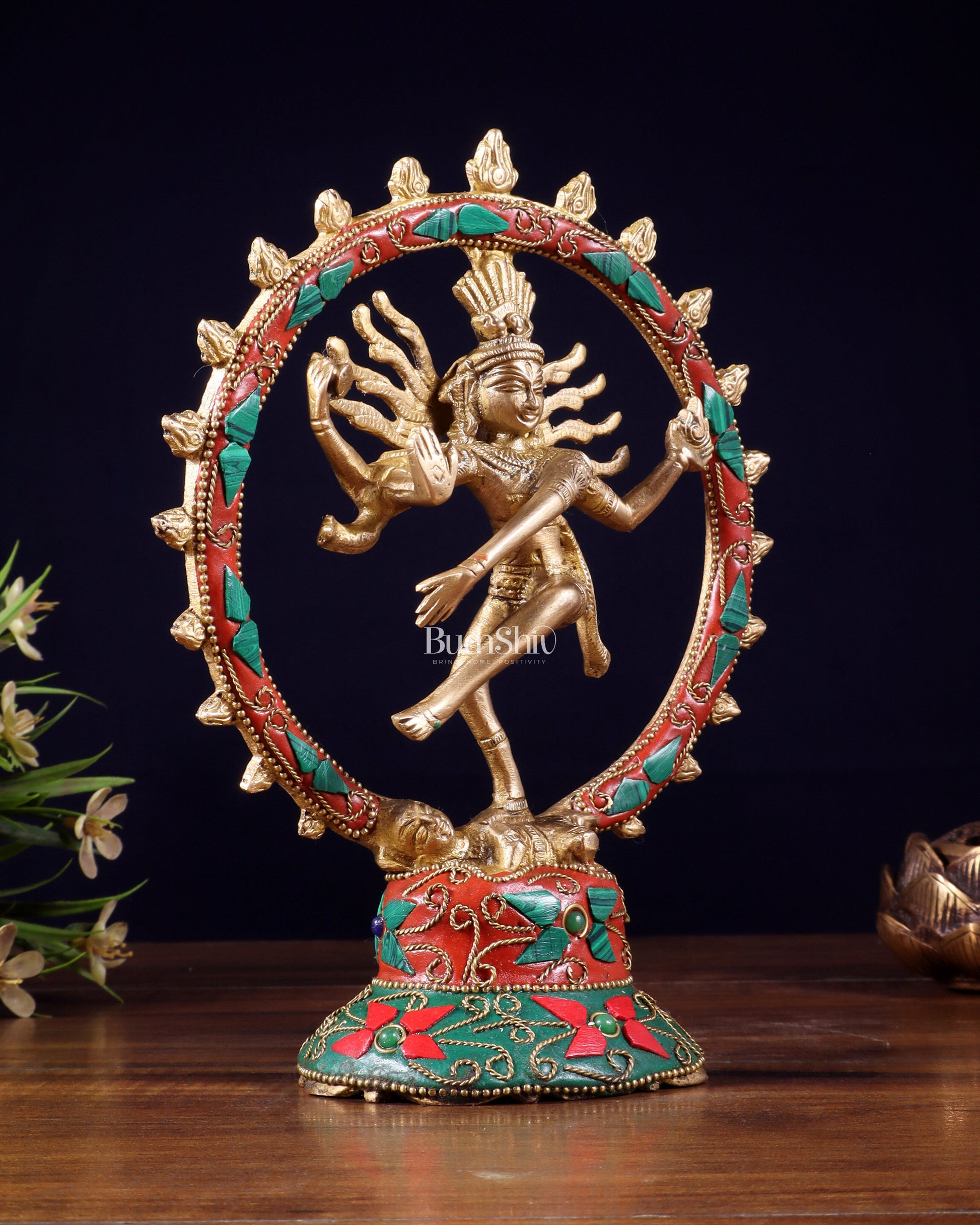 Brass Superfine Nataraja Idol - 7.5 Inch stonework