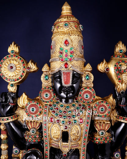 Brass Tirupati Balaji Idol 48 inch with jewellers meenakari Stonework