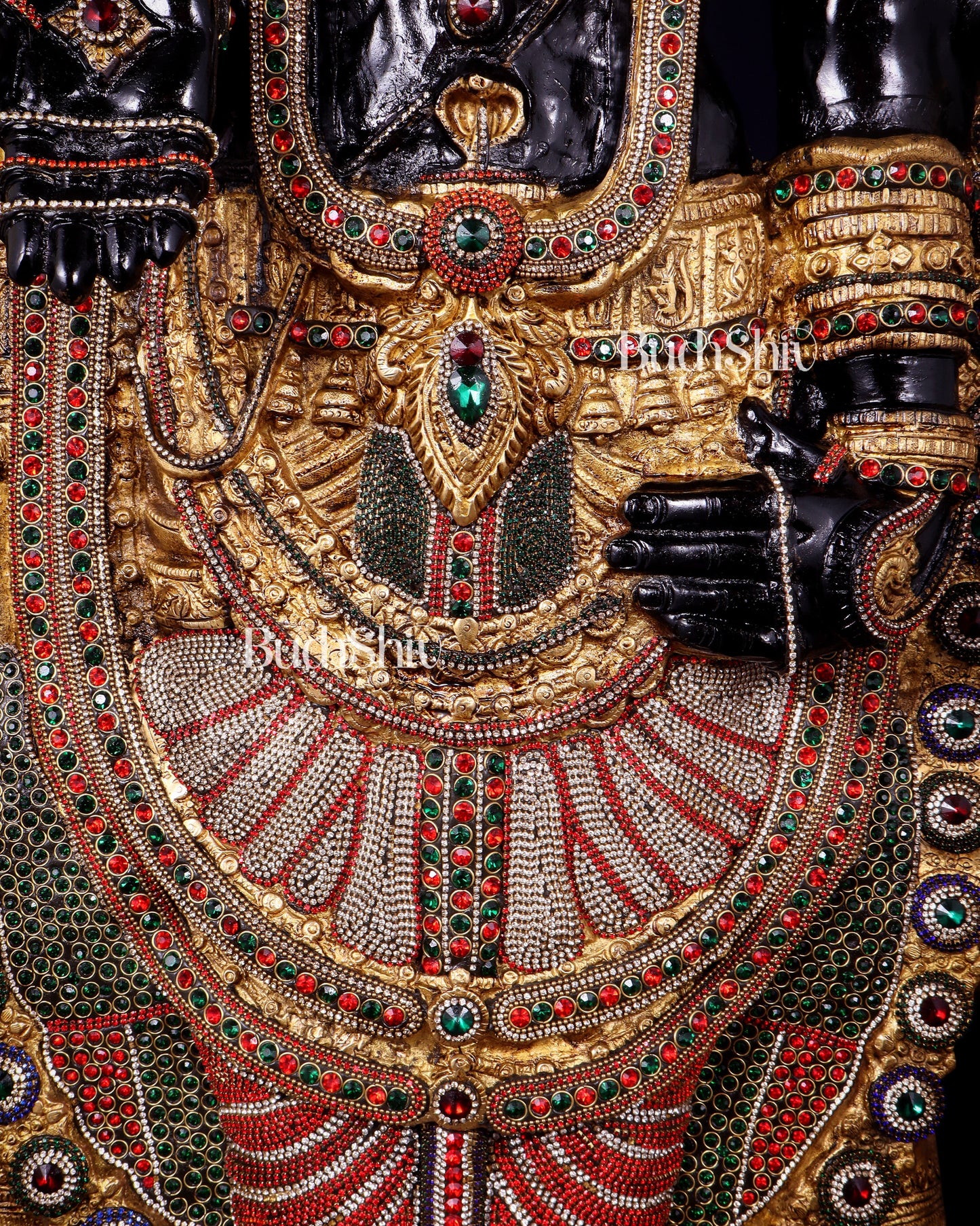 Brass Tirupati Balaji Idol 48 inch with jewellers meenakari Stonework
