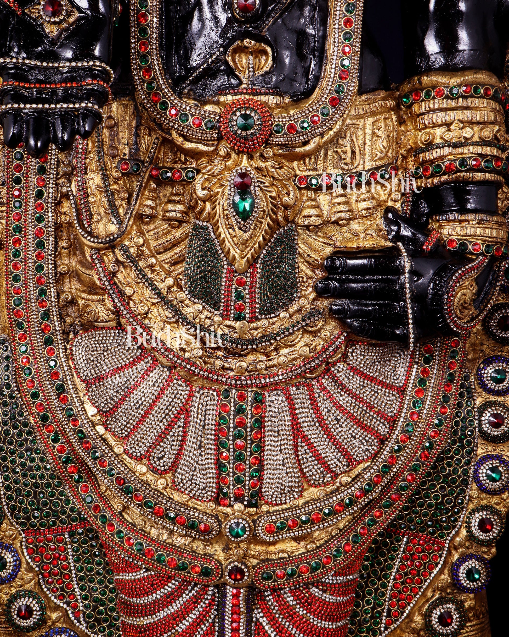 Brass Tirupati Balaji Idol 48 inch with jewellers meenakari Stonework