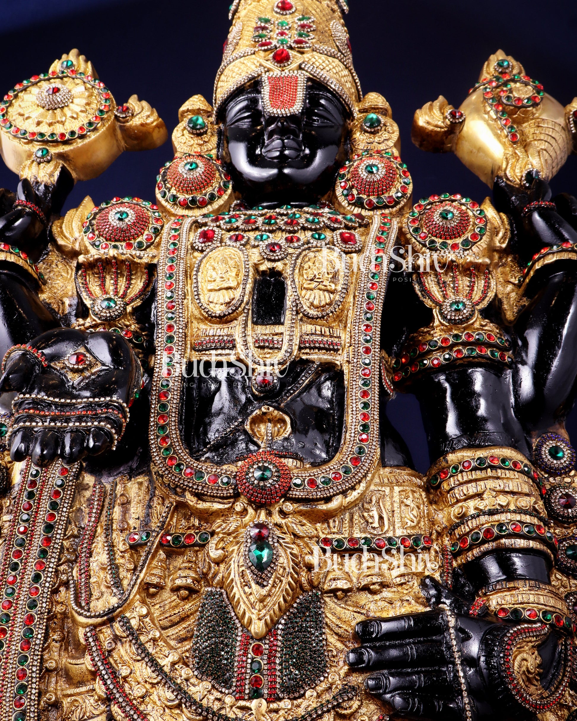Brass Tirupati Balaji Idol 48 inch with jewellers meenakari Stonework