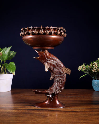 Designer Brass Jumping Dolphin Urli Bowl with Ghungroos | Unique Festive Decor & Gift