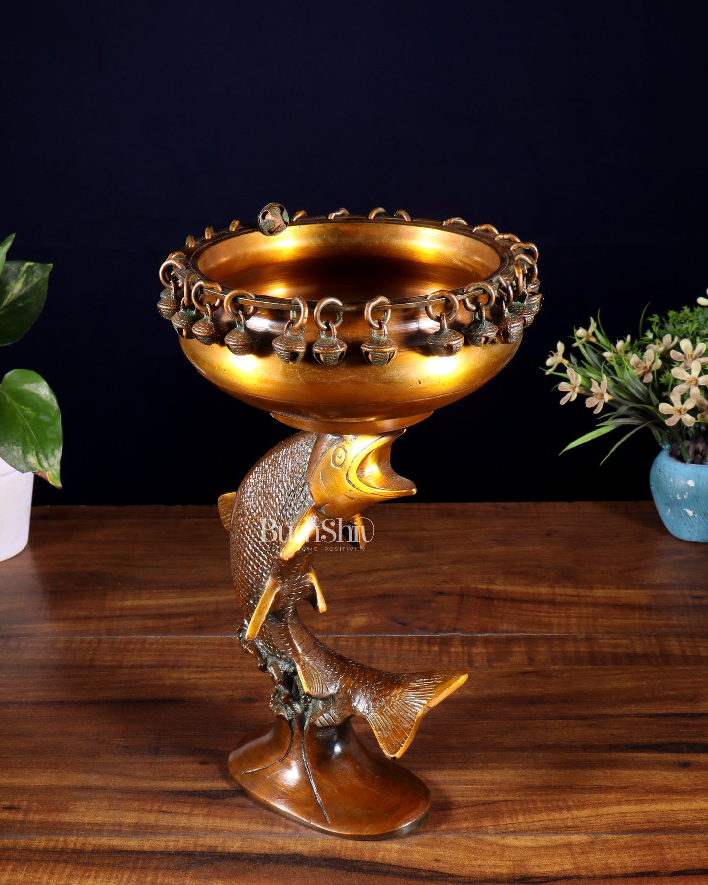 Designer Brass Jumping Dolphin Urli Bowl with Ghungroos | Unique Festive Decor & Gift