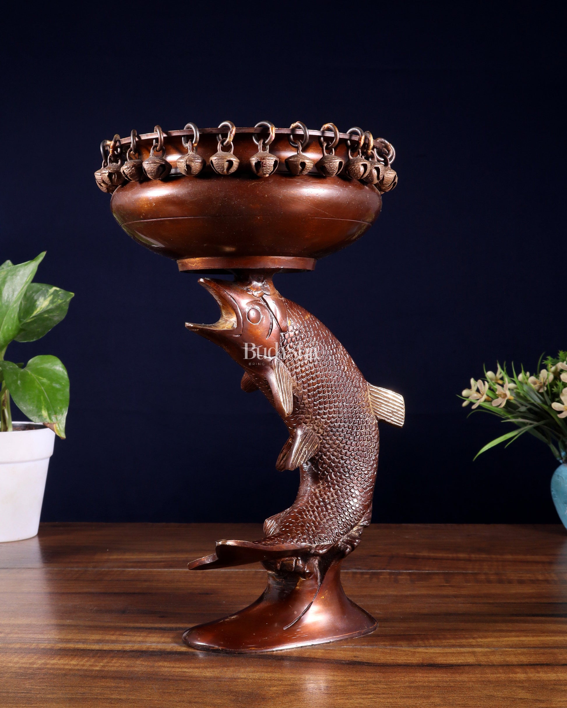 Designer Brass Jumping Dolphin Urli Bowl with Ghungroos | Unique Festive Decor & Gift