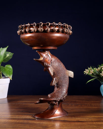 Designer Brass Jumping Dolphin Urli Bowl with Ghungroos | Unique Festive Decor & Gift