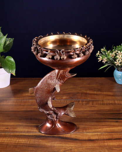 Designer Brass Jumping Dolphin Urli Bowl with Ghungroos | Unique Festive Decor & Gift