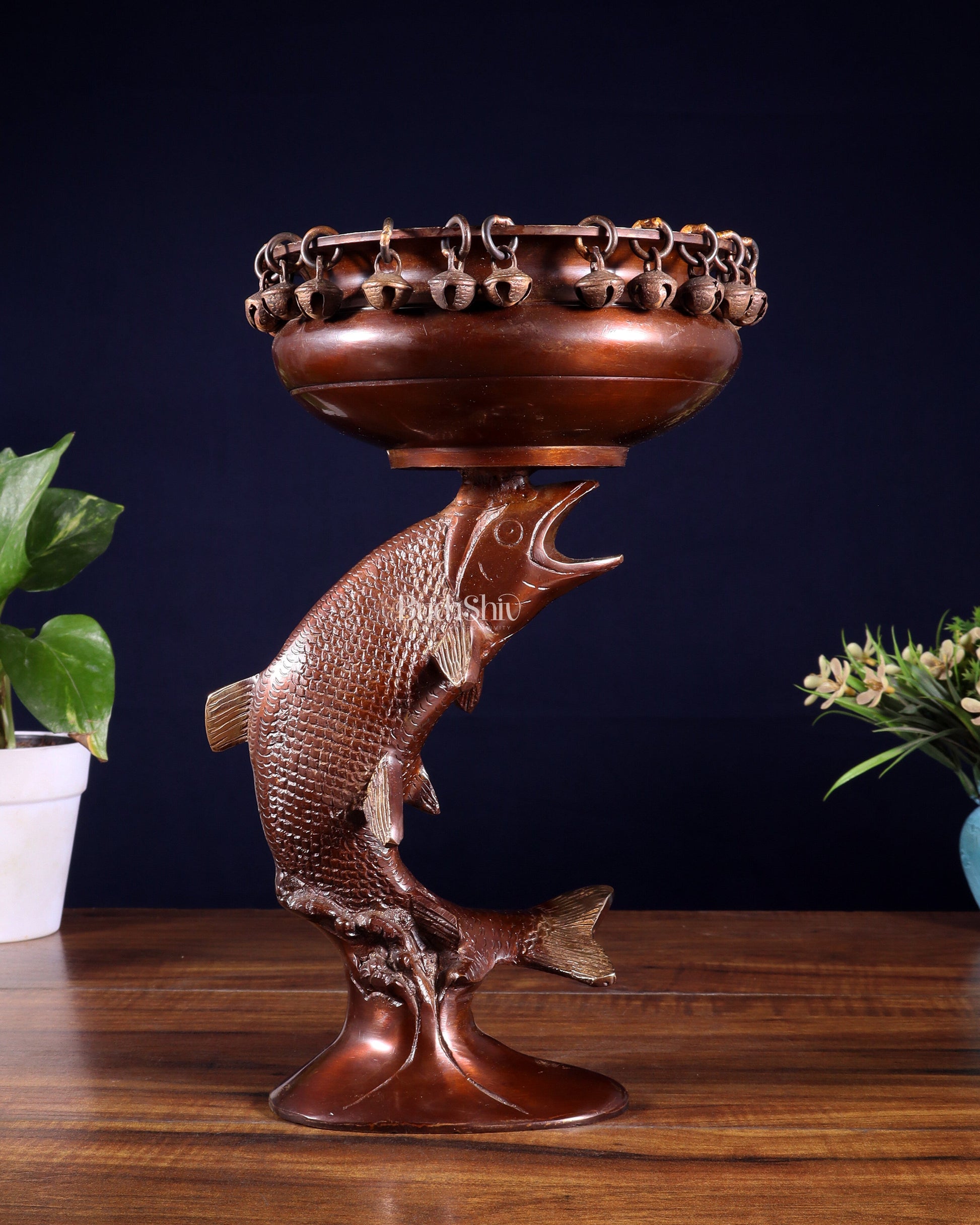 Designer Brass Jumping Dolphin Urli Bowl with Ghungroos | Unique Festive Decor & Gift