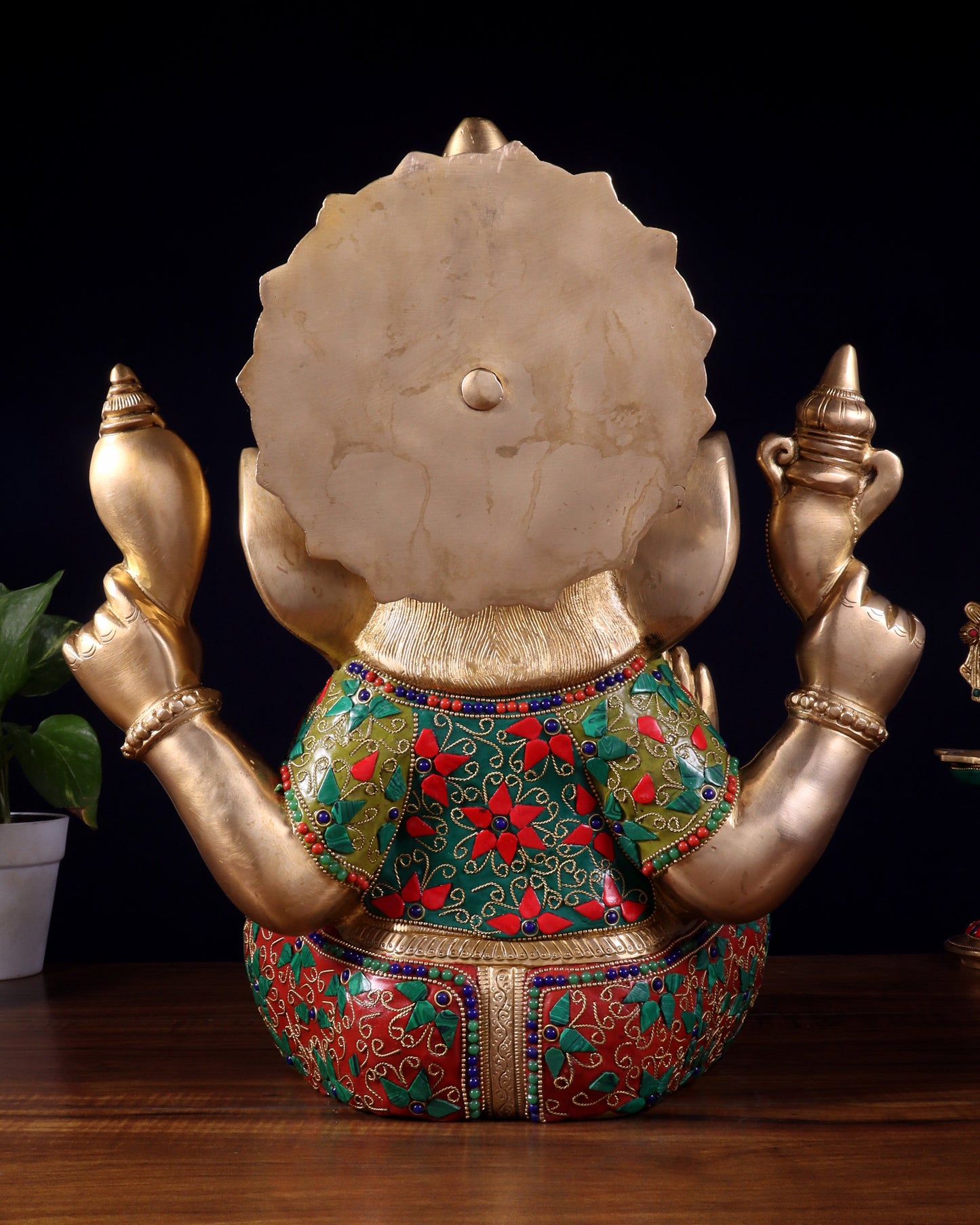 Pure Brass Ganesha Statue meenakari 15"