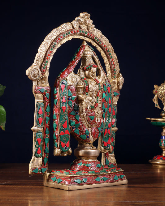 Superfine Brass Tirupati Balaji Lord Venkateshwara Swamy Idol - 13"