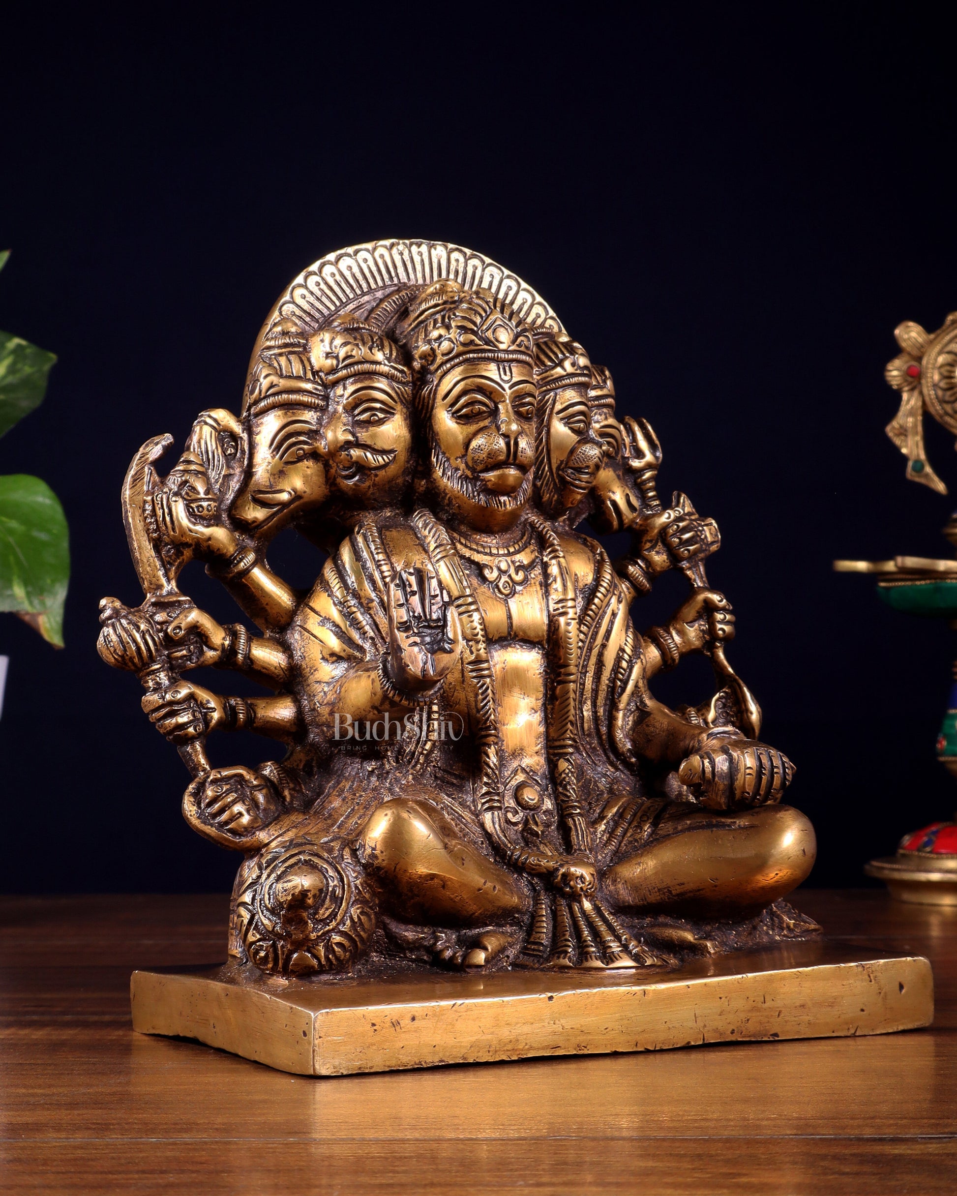 Pure Brass Panchmukhi Hanuman Statue 7.5 Inch