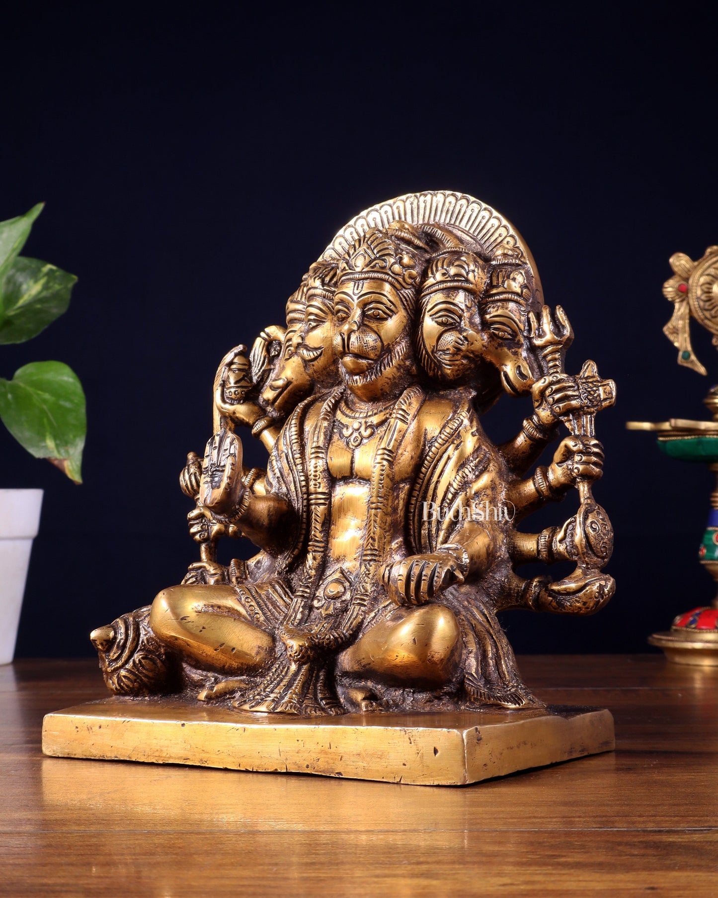 Pure Brass Panchmukhi Hanuman Statue 7.5 Inch