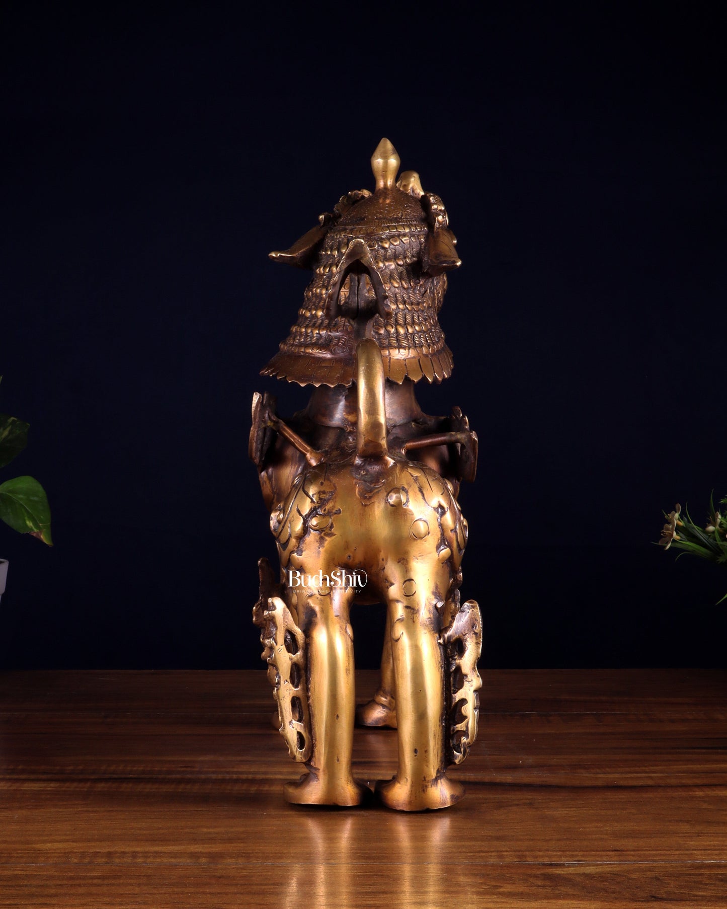 Vintage Brass Tibetan Snow Lion Statue 14.5 inch