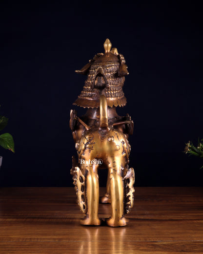 Vintage Brass Tibetan Snow Lion Statue 14.5 inch