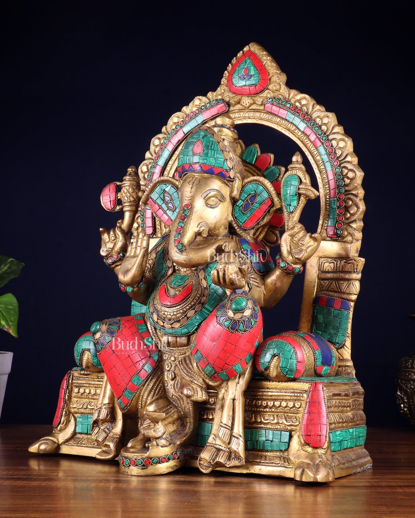 Pure Brass Lord Ganesha Statue multicolour  - 17"