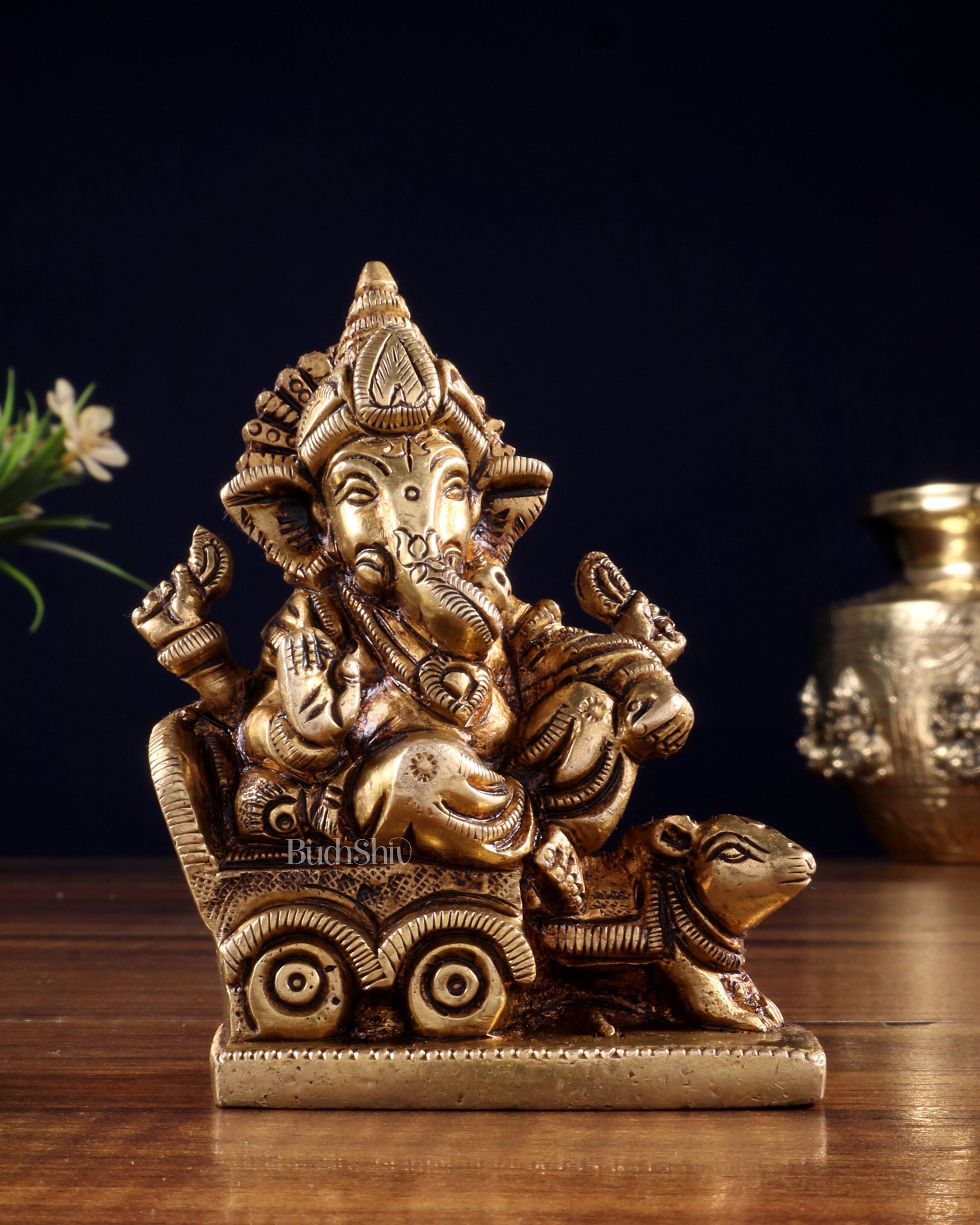Brass superfine Small Ganesha Idol | Height 3.5 inch