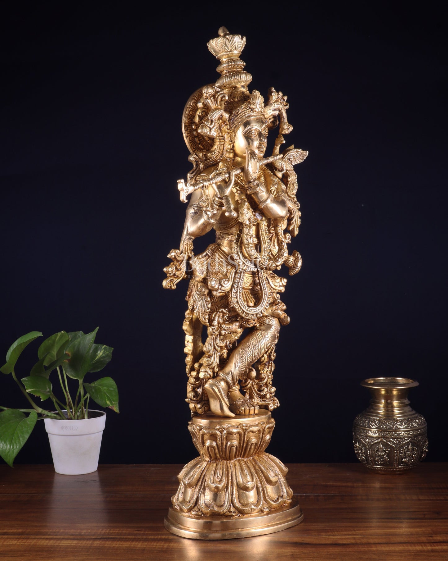 Krishna Brass Statue 25 inch glossy