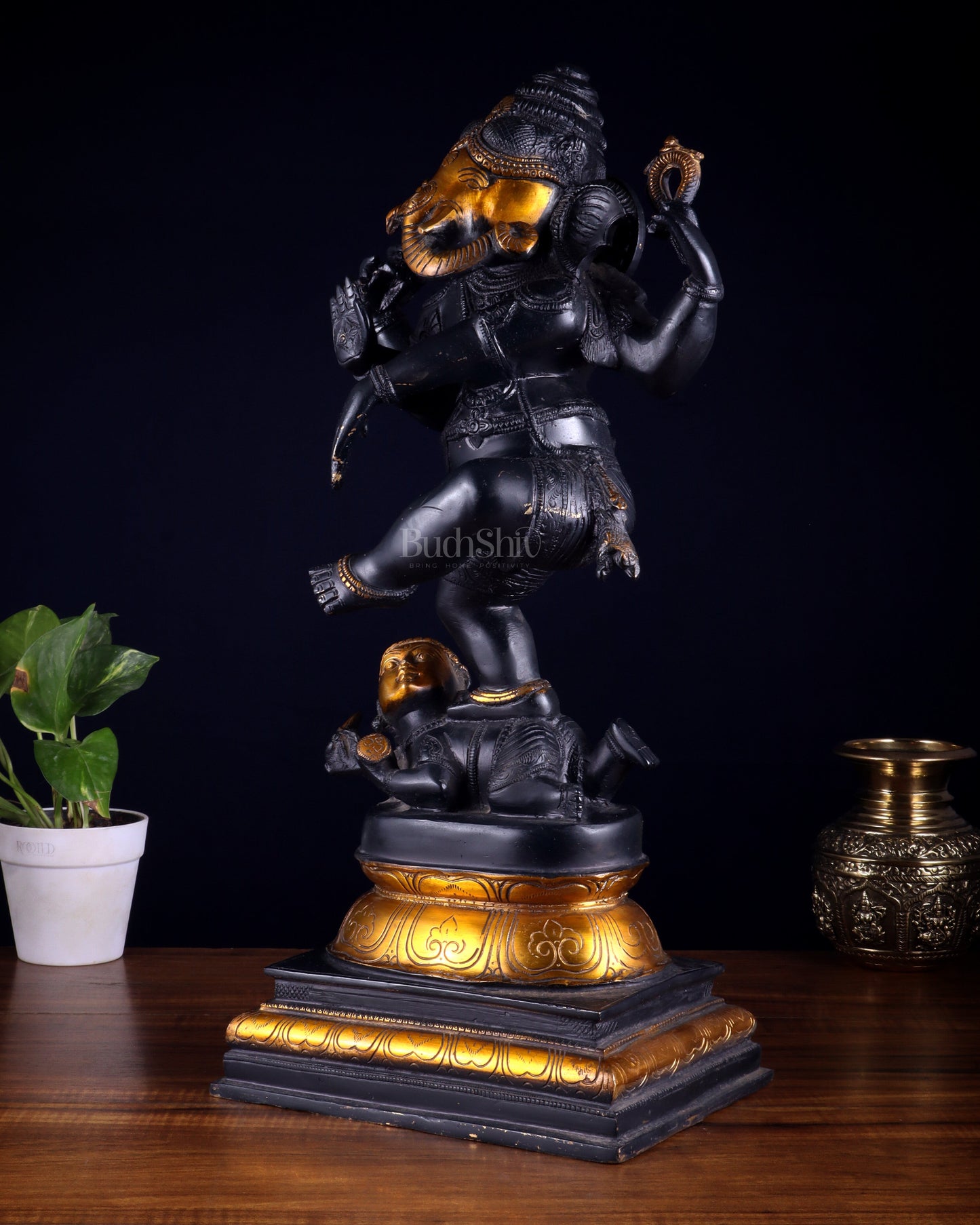 Brass vintage Dancing Ganesha Statue - 20-Inch