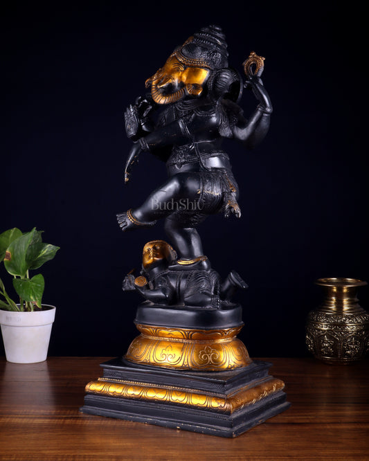 Brass vintage Dancing Ganesha Statue - 20-Inch