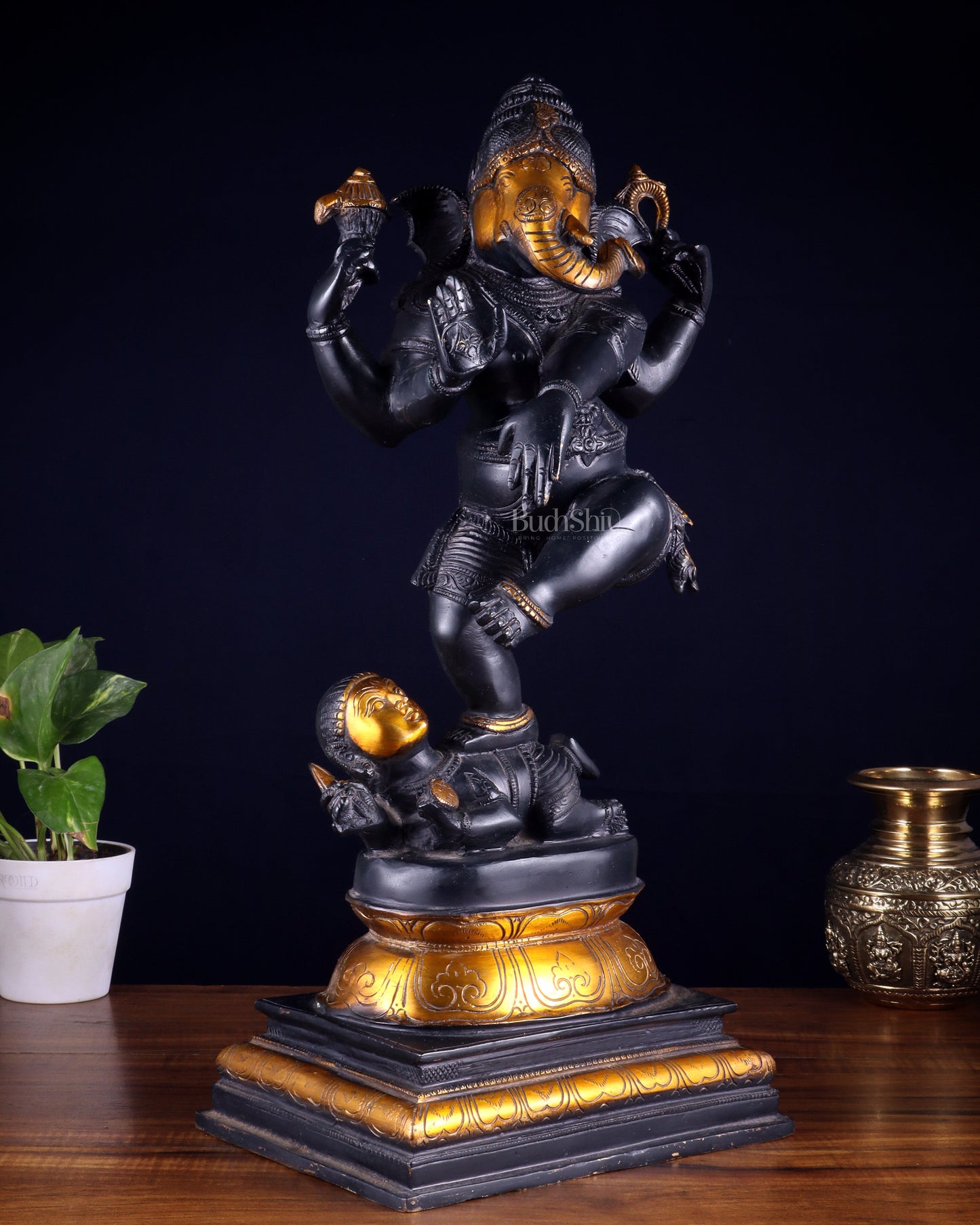 Brass vintage Dancing Ganesha Statue - 20-Inch