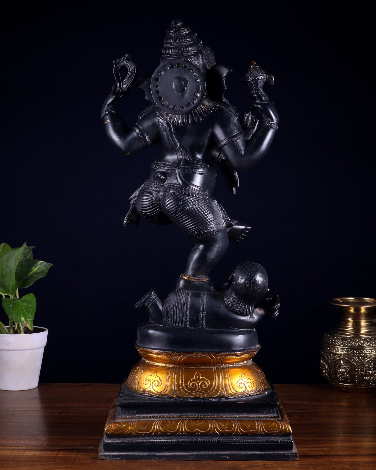 Brass vintage Dancing Ganesha Statue - 20-Inch