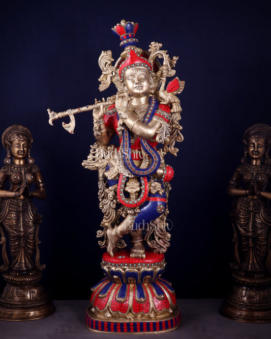 Brass Superfine Krishna Statue | Height 36 Inch/3 feet