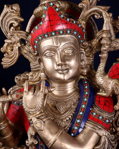 Brass Superfine Krishna Statue | Height 36 Inch/3 feet