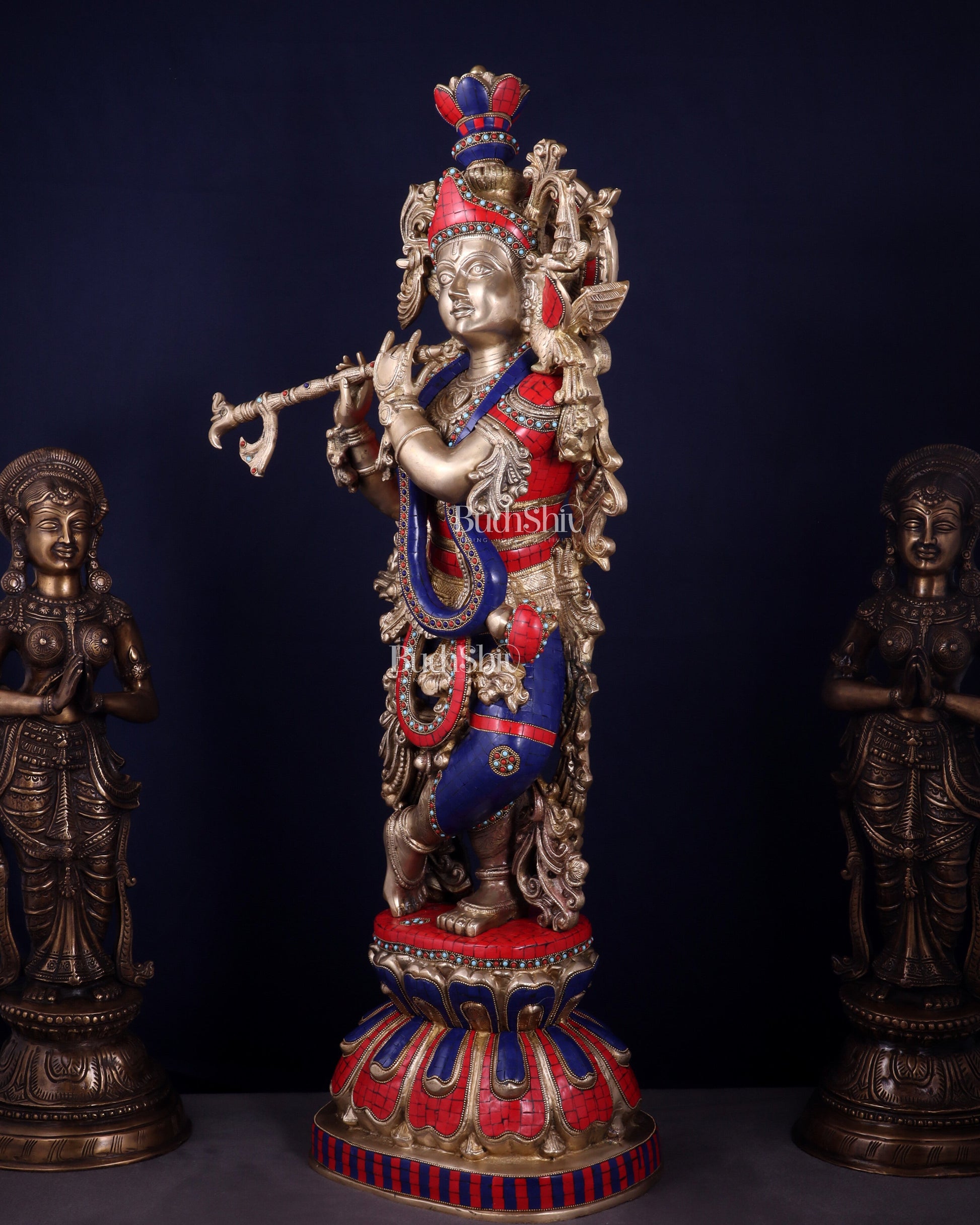 Brass Superfine Krishna Statue | Height 36 Inch/3 feet