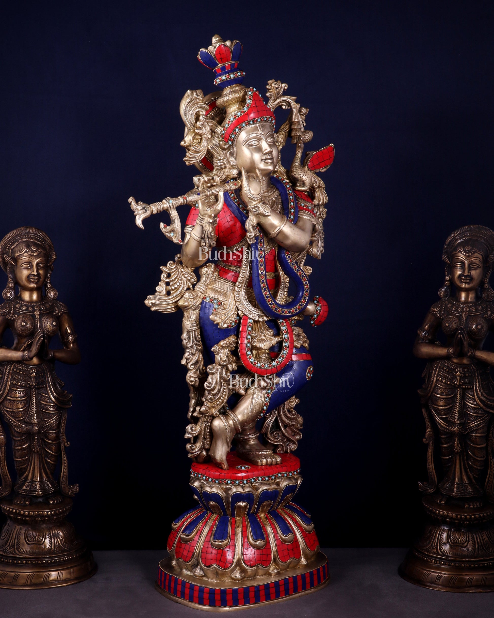Brass Superfine Krishna Statue | Height 36 Inch/3 feet