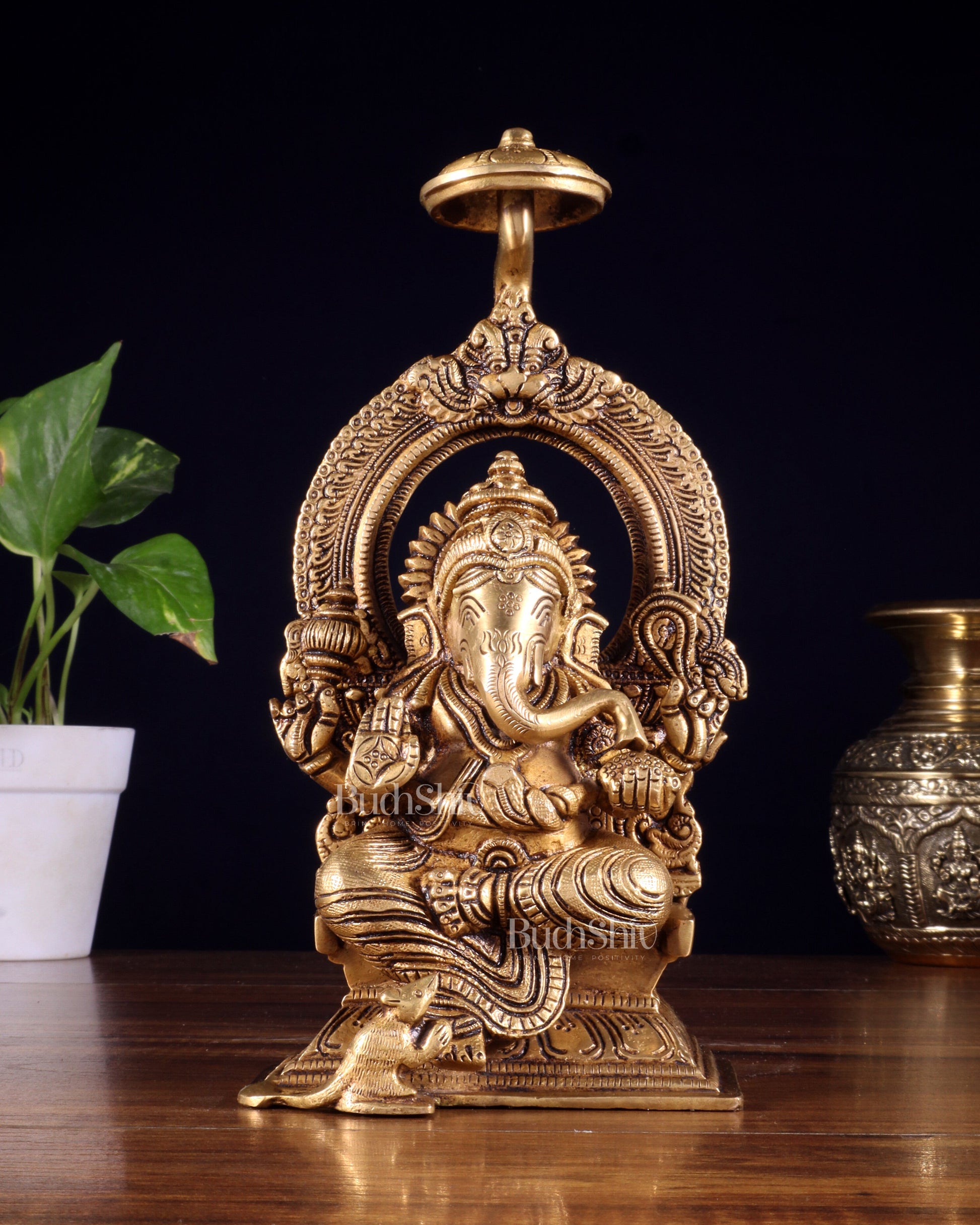 Brass Superfine Ganesha Idol Unique 9"
