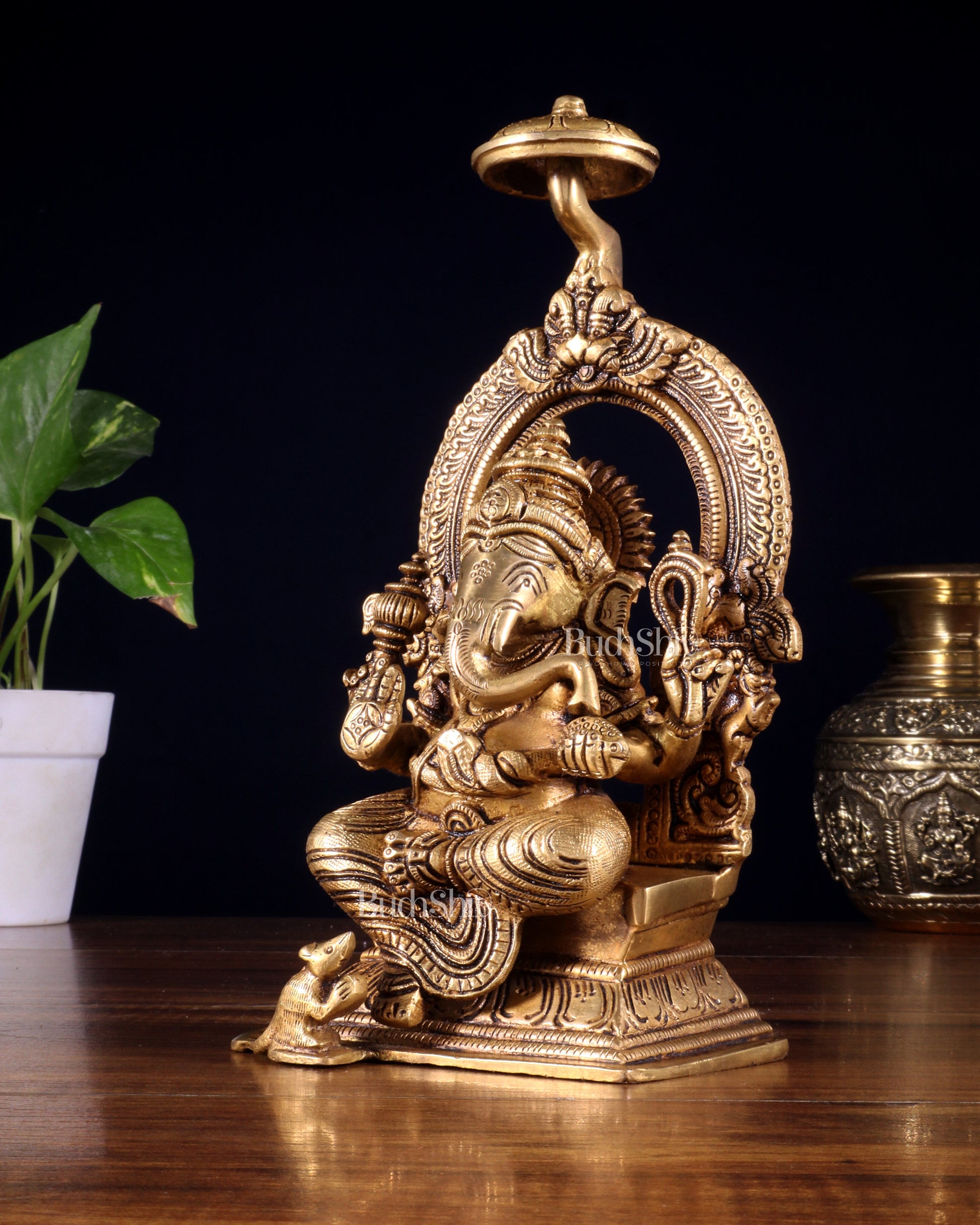 Brass Superfine Ganesha Idol Unique 9"