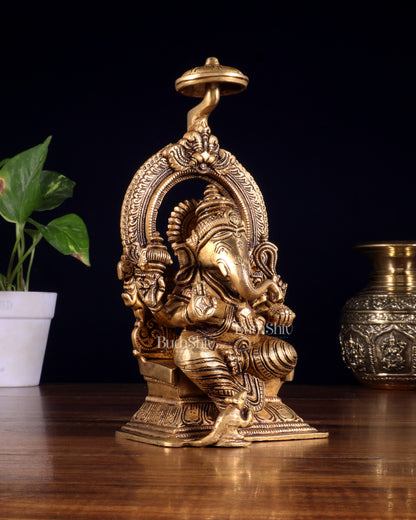 Brass Superfine Ganesha Idol Unique 9"
