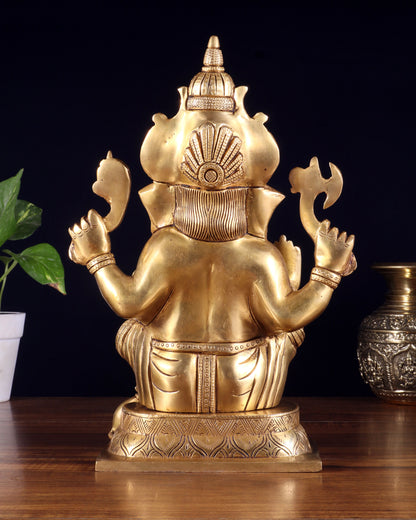 Brass Superfine Ganesha Idol with Right-Side Trunk valampuri - 11.5"