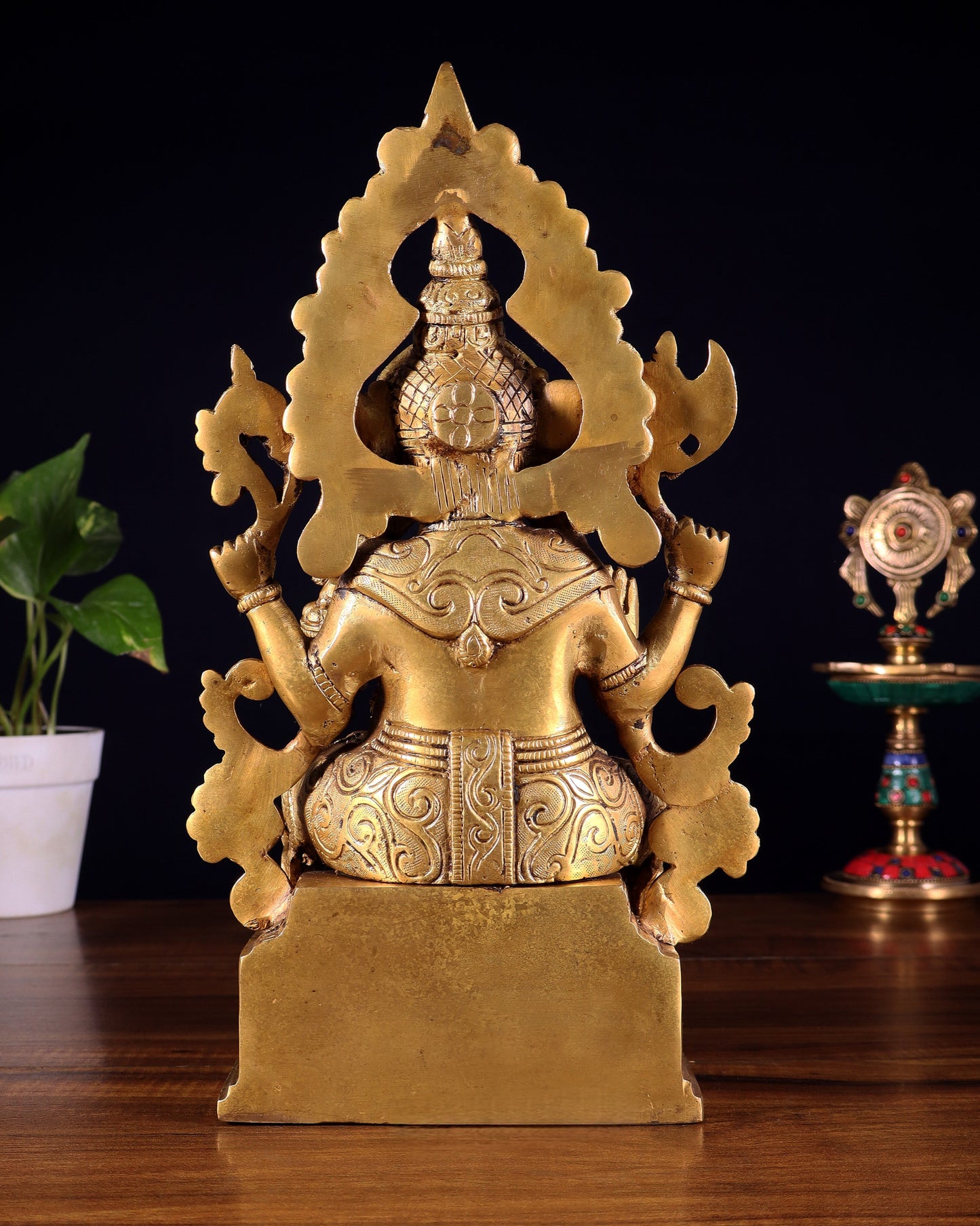 Majestic Brass Lord Ganesha Statue - 12 Inch