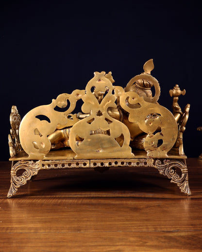 Pure Brass Resting Ganesha Statue 14"