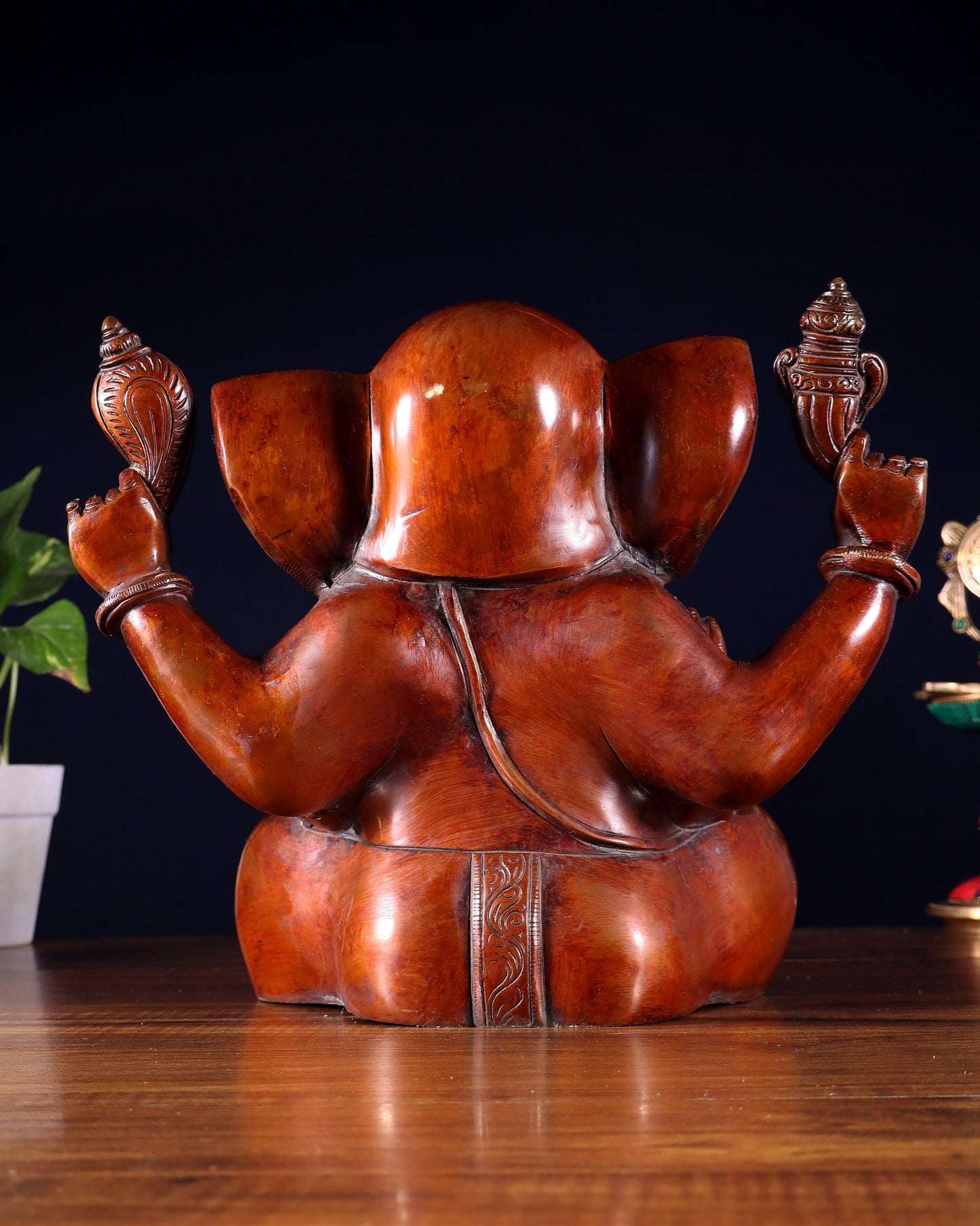 Large Brass Appu Ganesha Statue - 11 Inch dual tone