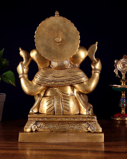 Pure Brass Lord Ganesha Statue – Enhanced Carvings (12 Inch)