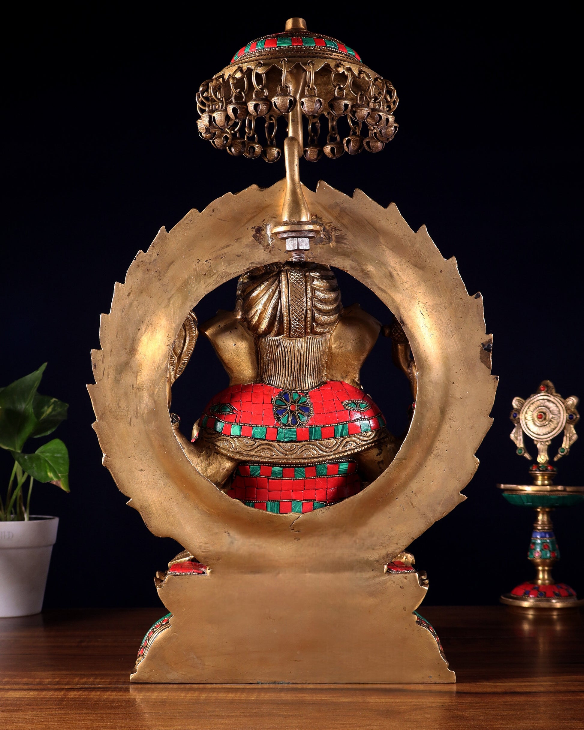 Brass Lord Ganesha Statue Seated on a Throne - 18 inch