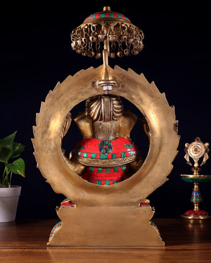Brass Lord Ganesha Statue Seated on a Throne - 18 inch