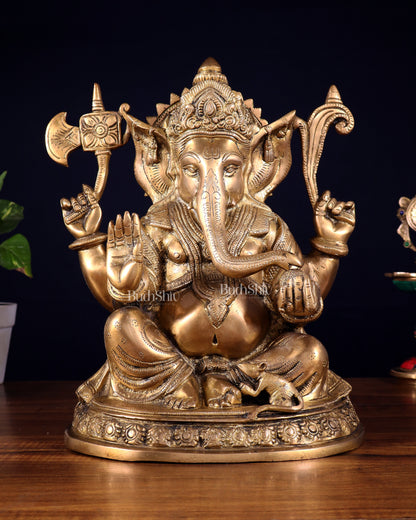 Brass Ganesha Statue - 12" matte finish