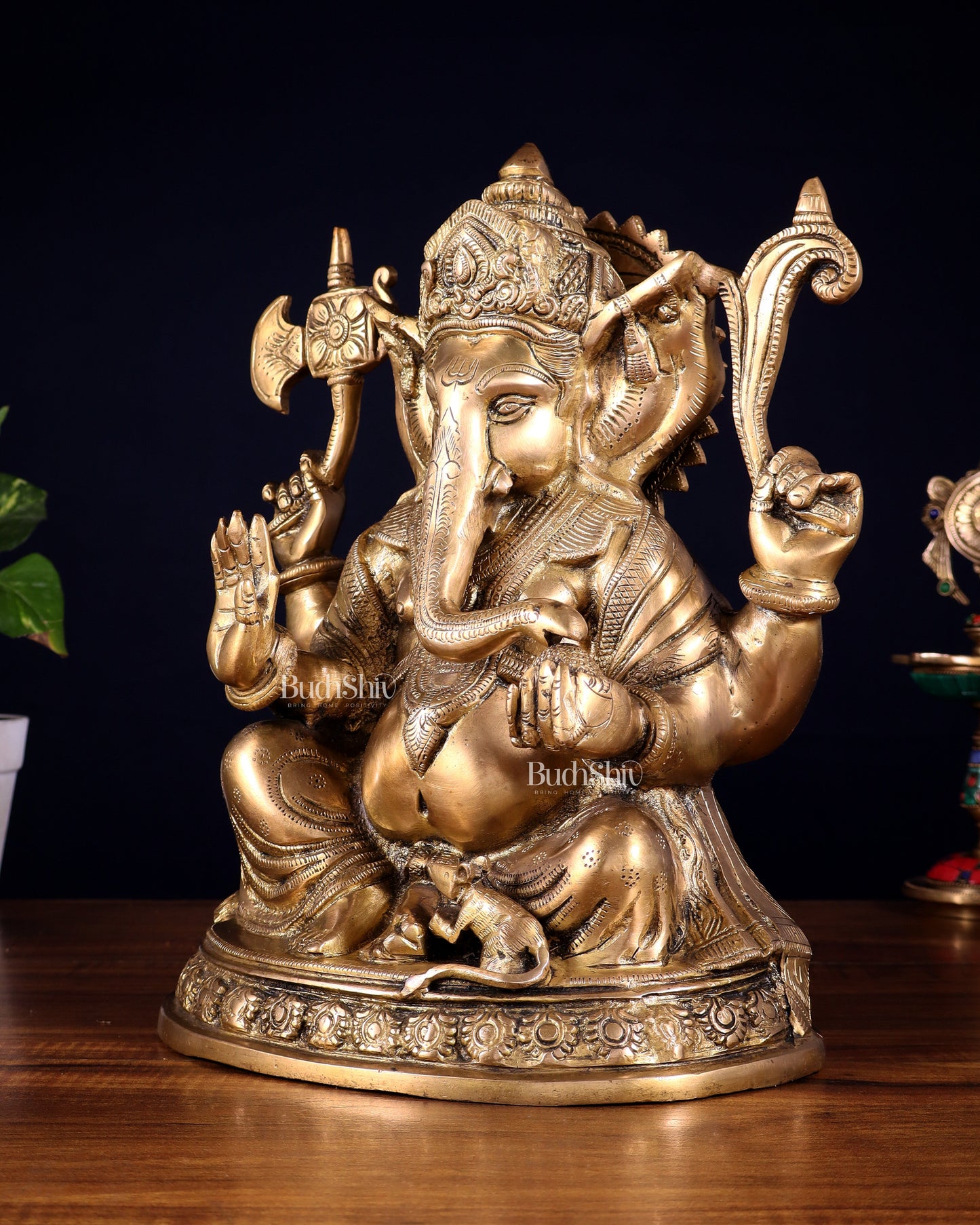 Brass Ganesha Statue - 12" matte finish