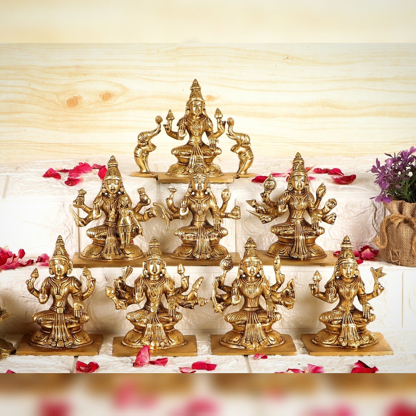 Ashtalakshmi Superfine Brass Idols - 5 Inches | BudhShiv