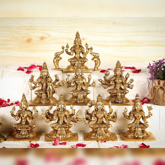 Ashtalakshmi Superfine Brass Idols - 5 Inches | BudhShiv
