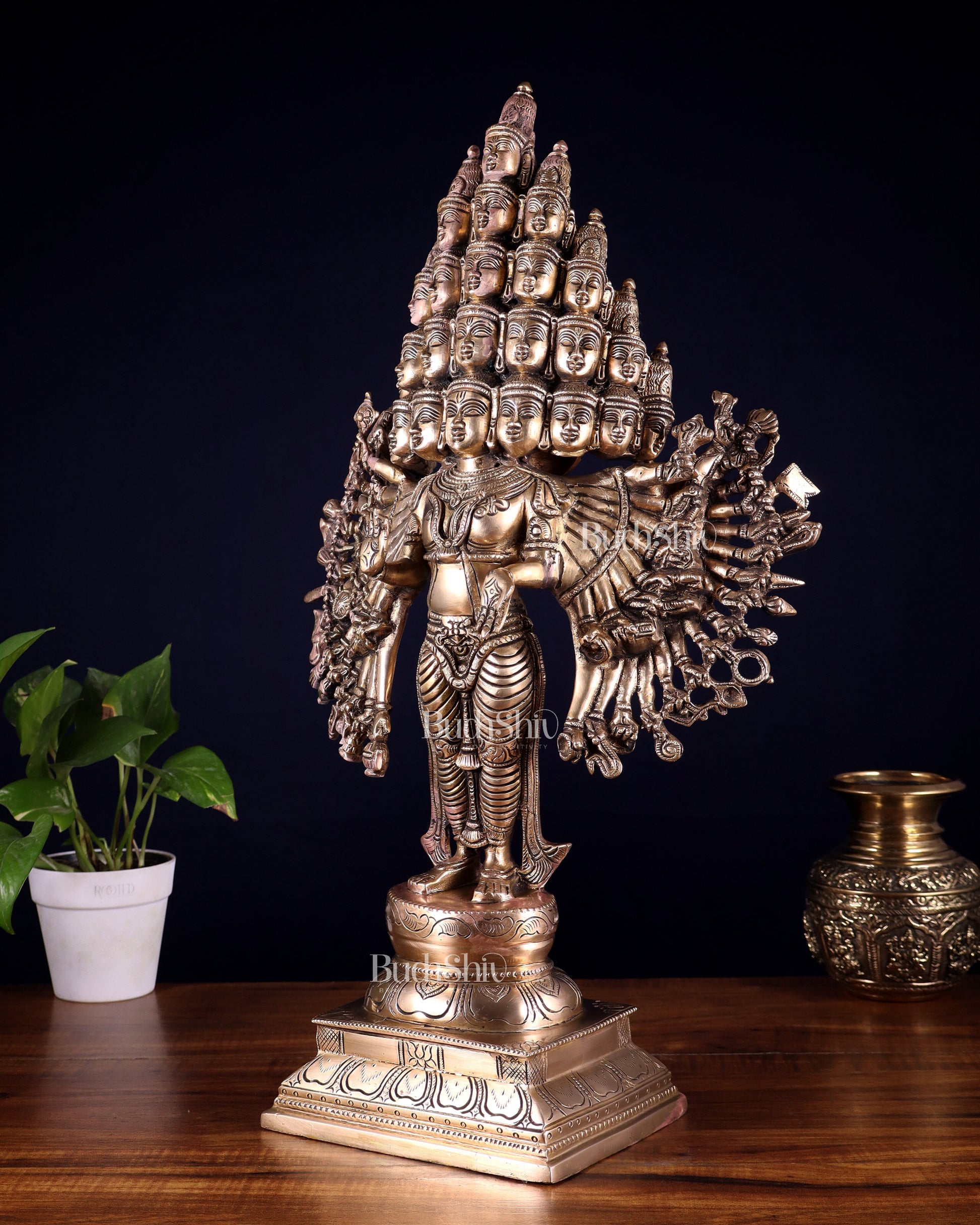 Pure Brass Maha Sadashiva (25‑Faced Lord Shiva) Statue – 21.5″