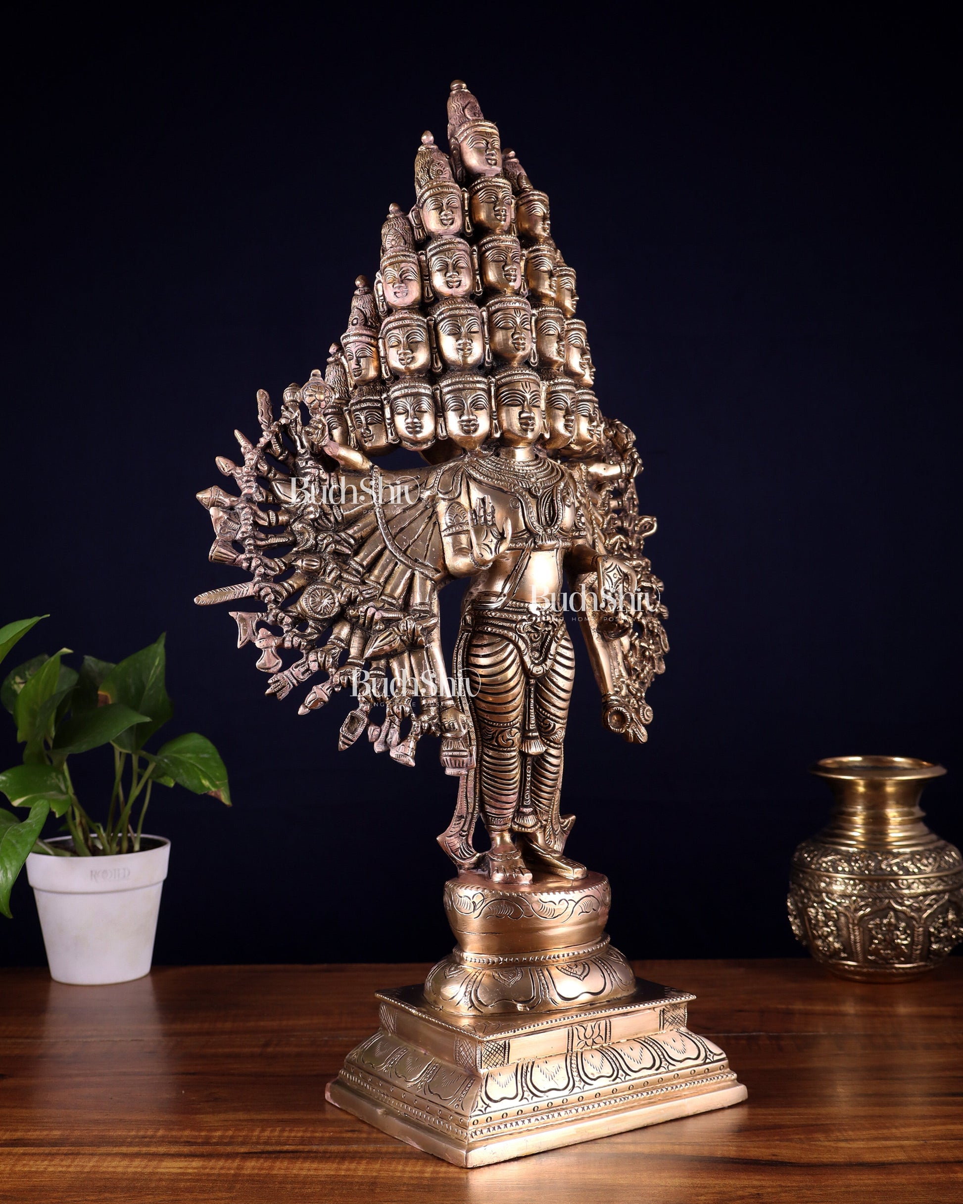 Pure Brass Maha Sadashiva (25‑Faced Lord Shiva) Statue – 21.5″