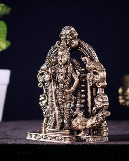 Superfine Brass Lord Murugan Idol – Intricately Crafted, 5"