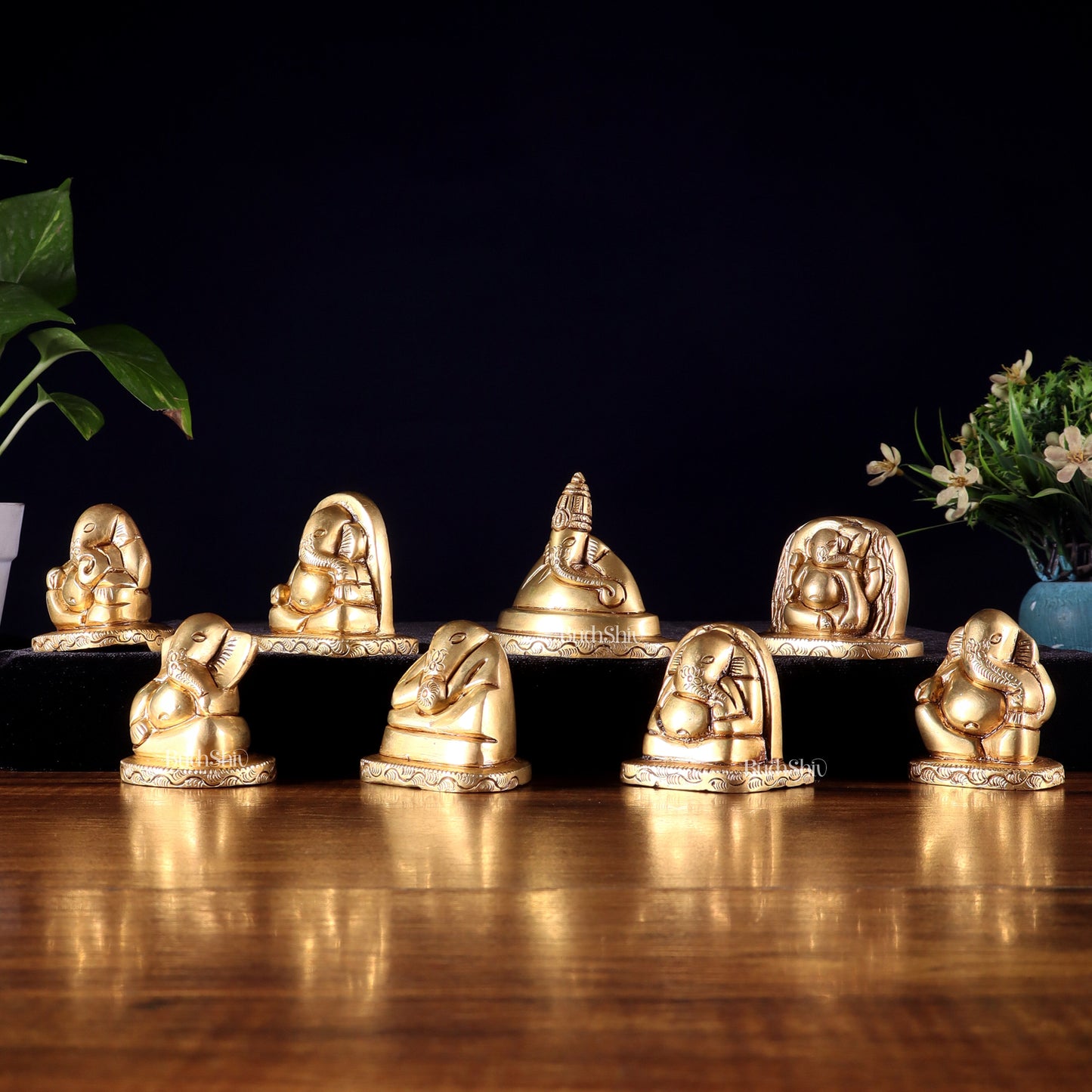 Pure Brass Ashtavinayaka Lord Ganesha eight Forms Idol Set – 2.5 Inch,